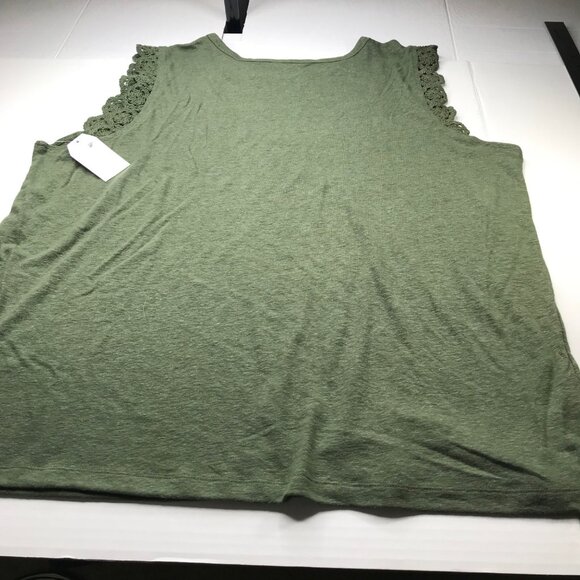 Time and Tru Women's Size 3XL 22 Crochet Trim Tank Top Green New With Tags - Picture 2 of 14